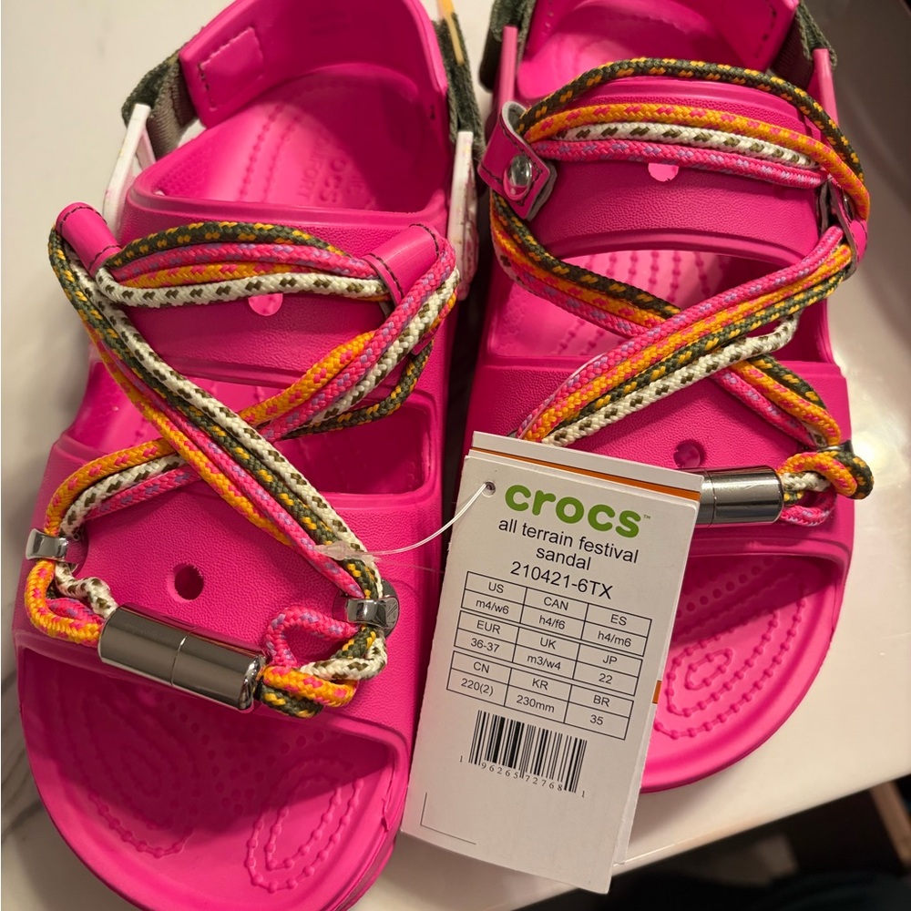 CROCS Women’s All Terrain Sandal - Pink with Multicolor Straps